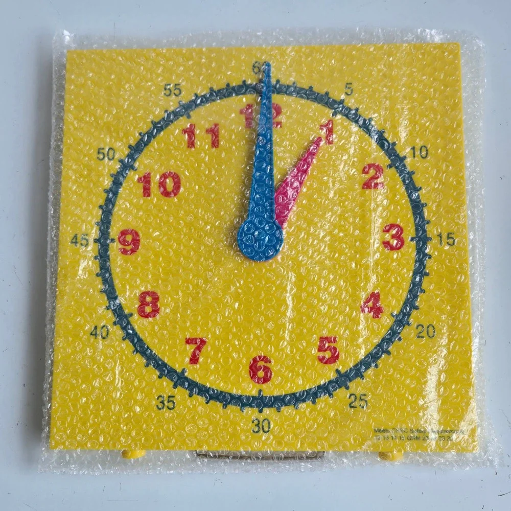 Demonstration Clock MAC031 Yellow Large 12in Teaching Aid Classroom Learning Toy
